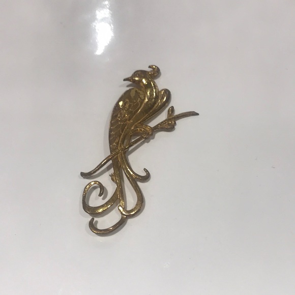 Rare vintage Miriam Haskell peacock brooch - gold tone - Picture 1 of 4